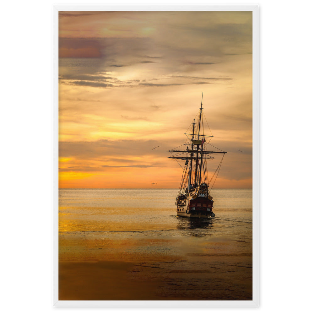 Poster - Schiff im Sonnenuntergang artlia