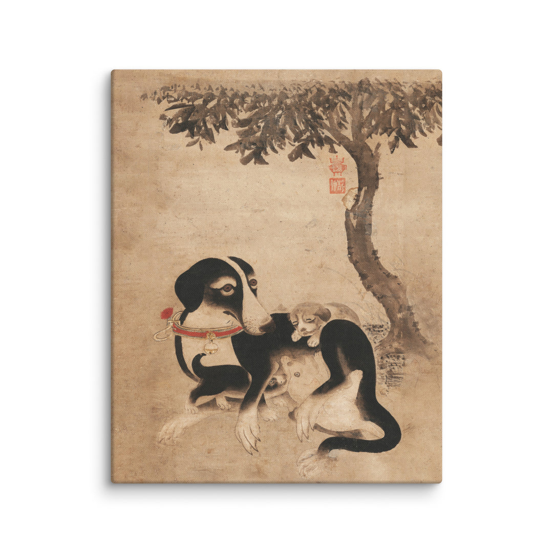 Hundemutter-mit-Welpen-canvas-_in_-16x20