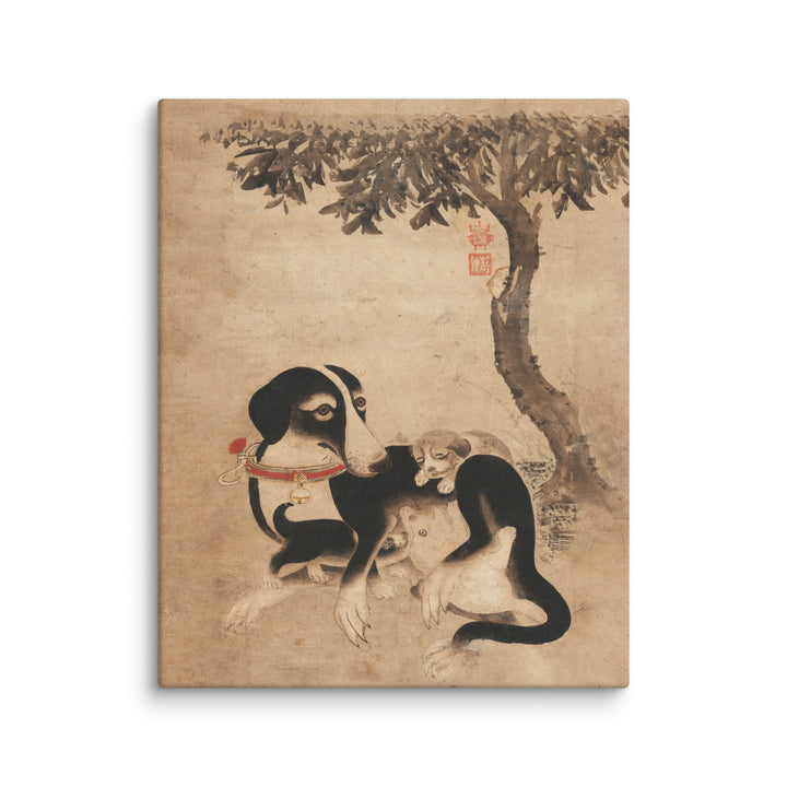 Hundemutter-mit-Welpen-canvas-_in_-16x20