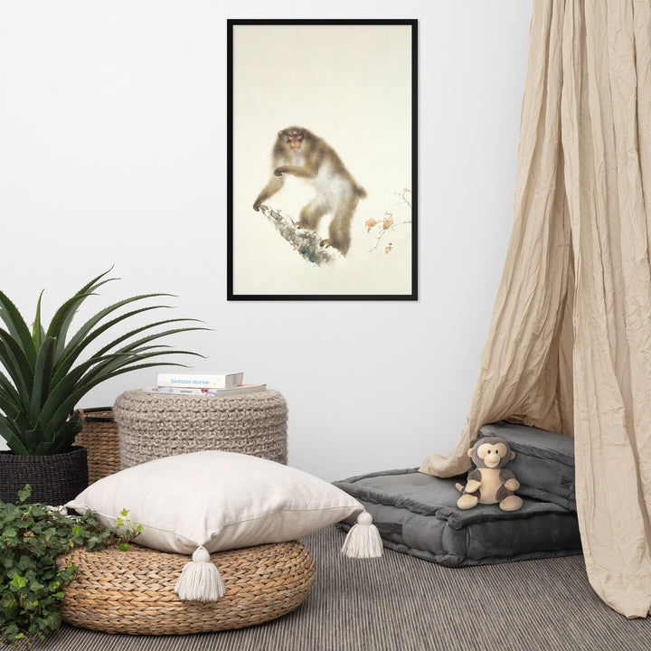 Kansetsu_Hashimoto-Old_Monkey_with_Cherry_in_Autumn_enhanced-matte-paper-framed-poster-_cm_-black-61x91-cm-front-6936e39d4c292-min_007d5cf2-1e9f-4060-a57f-512744851b52