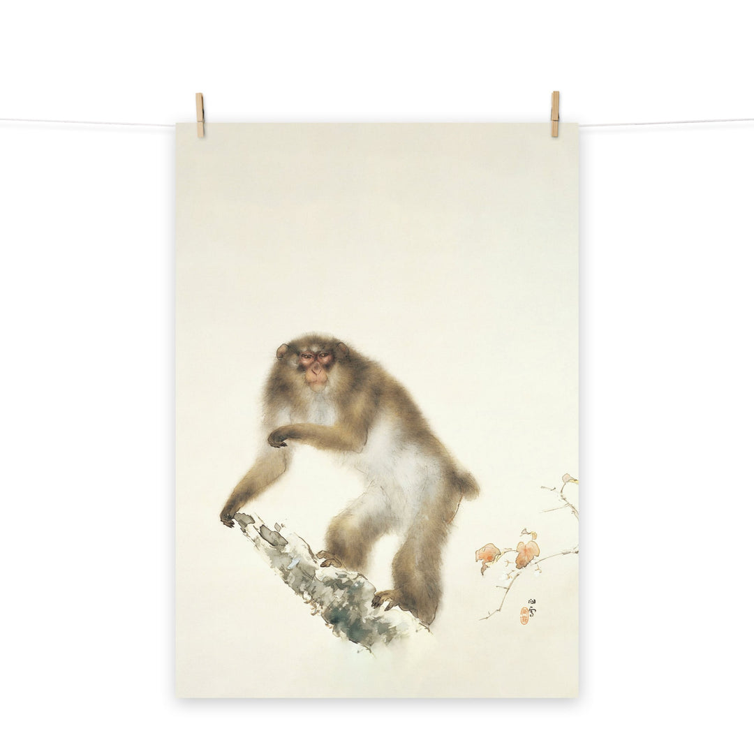 Kansetsu_Hashimoto-Old_Monkey_with_Cherry_in_Autumn_enhanced-matte-paper-poster-_cm_-70x100-cm-min