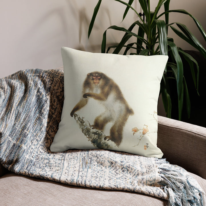 Premium pillow - Hashimoto Kansetsu, old monkey with cherry in autumn