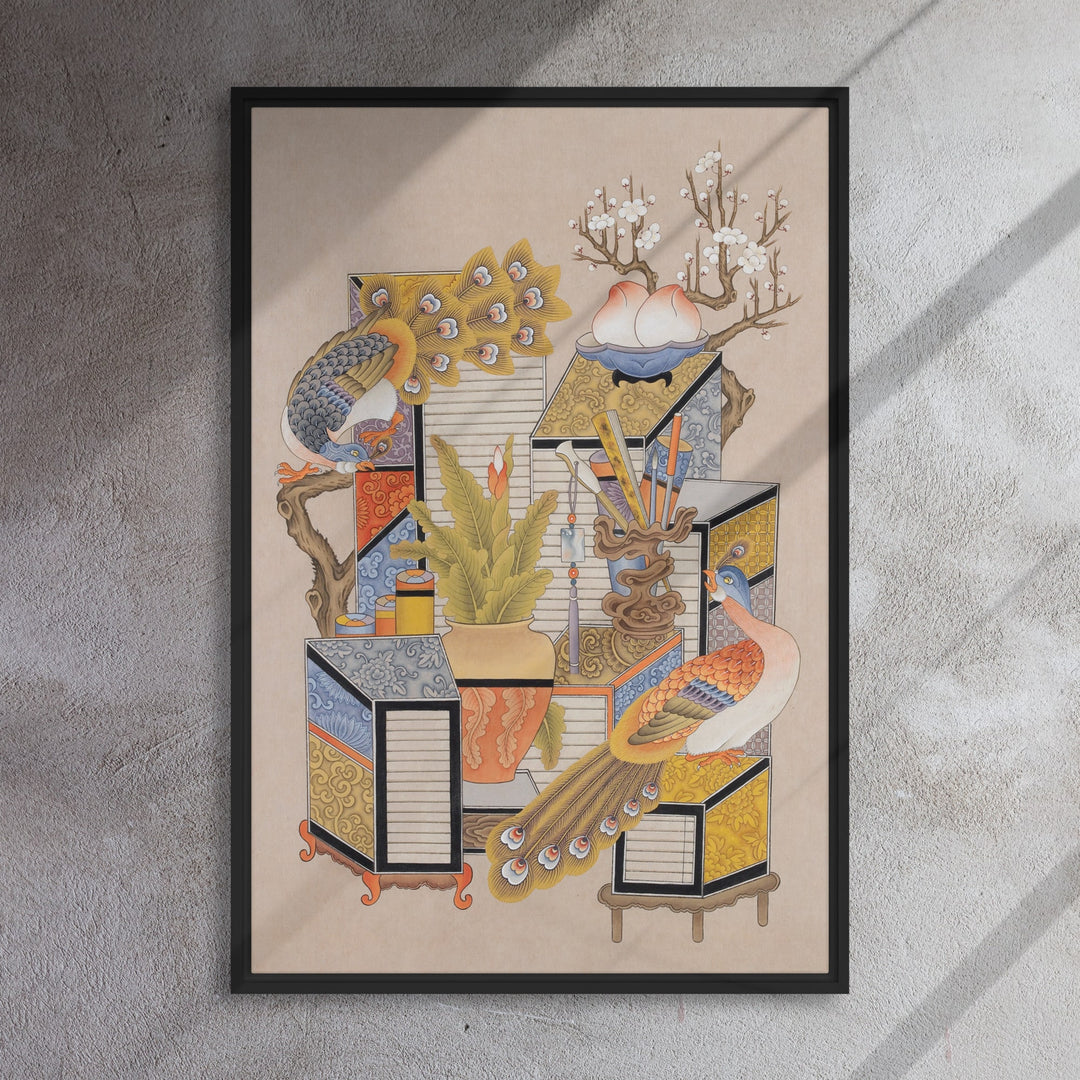 canvas-korean-sehnsucht-nach-wissen-mit-pfau-longing-for-knowledge-with-peacock-seungmin-yoon_2_-min