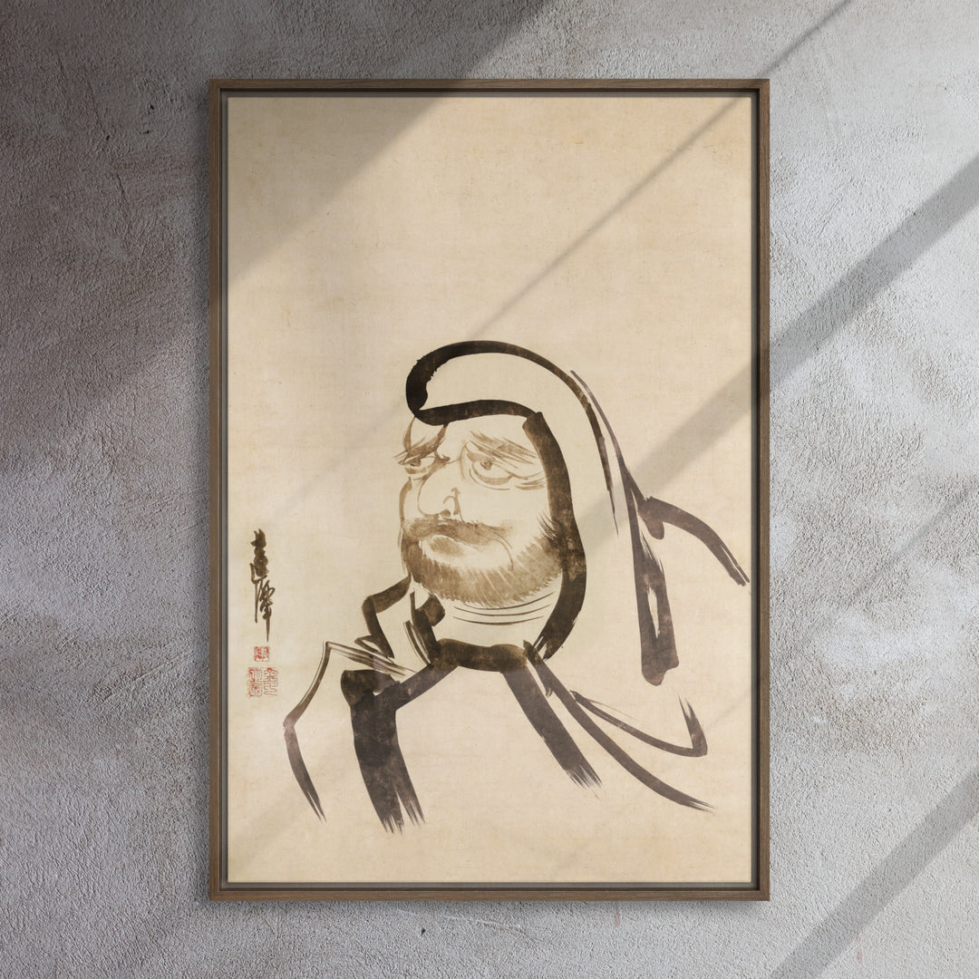 framed-canvas-_in_-brown-24x36-bodhidharma-daruma-in-tuschmalerei-myeong-guk-kim
