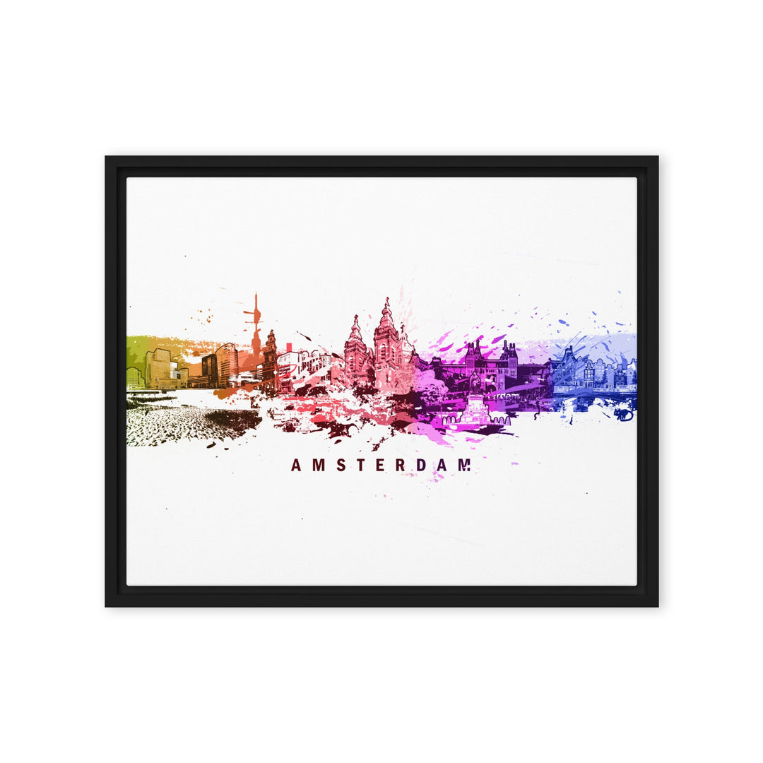 Gerahmte Leinwand - Skyline Amsterdam Marko Kurth Schwarz / 41x51 cm (16″×20″) artlia