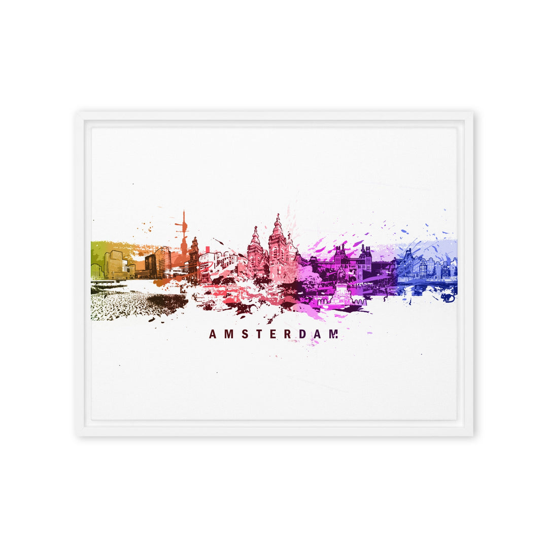 Gerahmte Leinwand - Skyline Amsterdam Marko Kurth Weiß / 41x51 cm (16″×20″) artlia