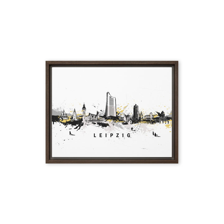 Gerahmte Leinwand - Skyline Leipzig Marko Kurth Braun / 31x41 cm (12″×16″) artlia