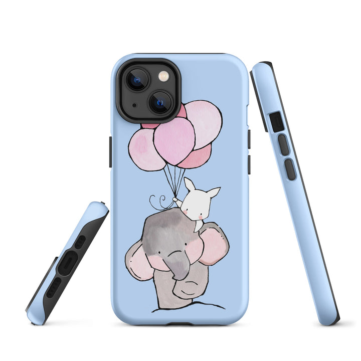 Hardcase iPhone® Handyhülle - Elefant und Hase mit Luftballon Kuratoren von artlia iPhone 14 artlia