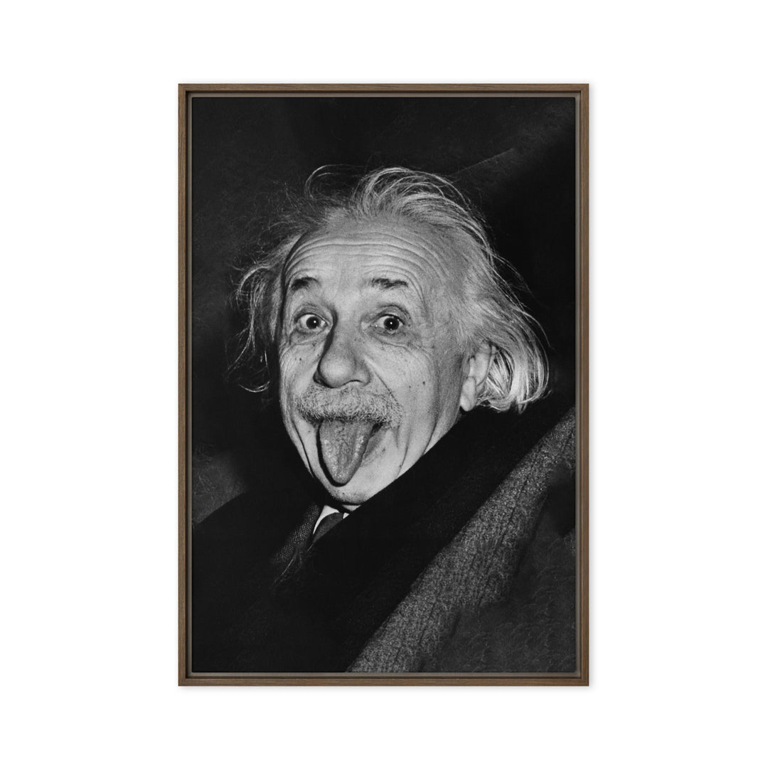 Leinwand - Albert Einstein Zunge Braun / 61x91 cm (24″×36″) artlia