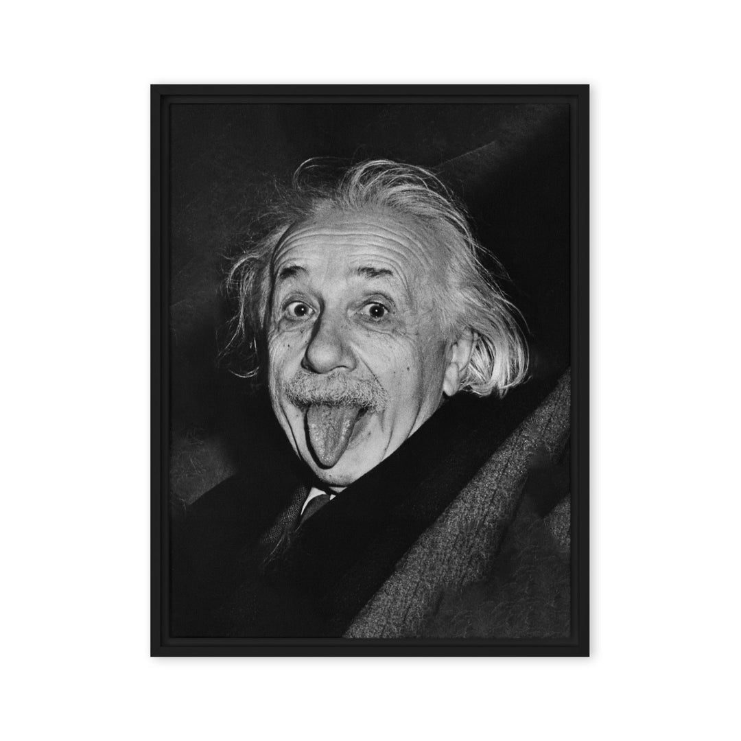 Leinwand - Albert Einstein Zunge Schwarz / 61x81 cm (24″×32″) artlia