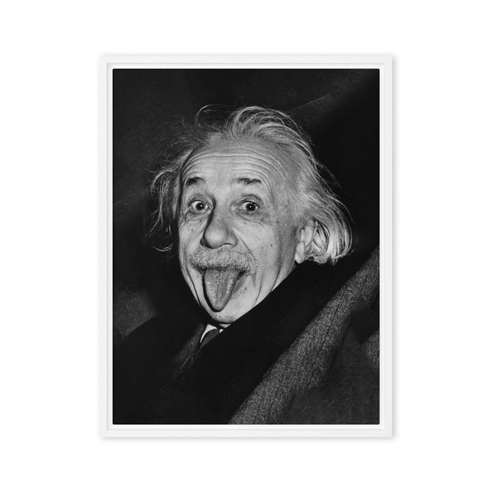 Leinwand - Albert Einstein Zunge Weiß / 61x81 cm (24″×32″) artlia