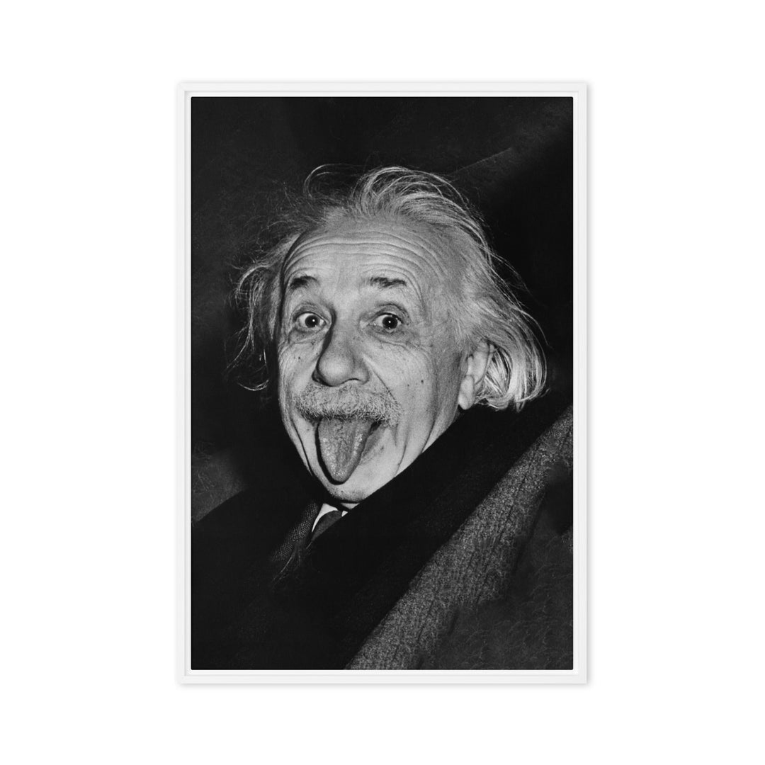 Leinwand - Albert Einstein Zunge Weiß / 61x91 cm (24″×36″) artlia