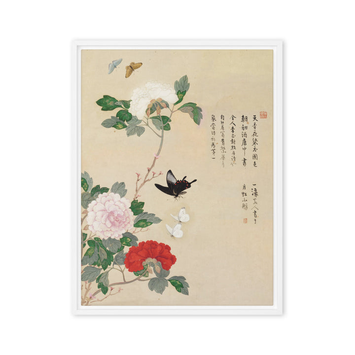 Leinwand - Blumen und Schmetterlinge Nam Gye-u Weiß / 46x61 cm (18″×24″) artlia