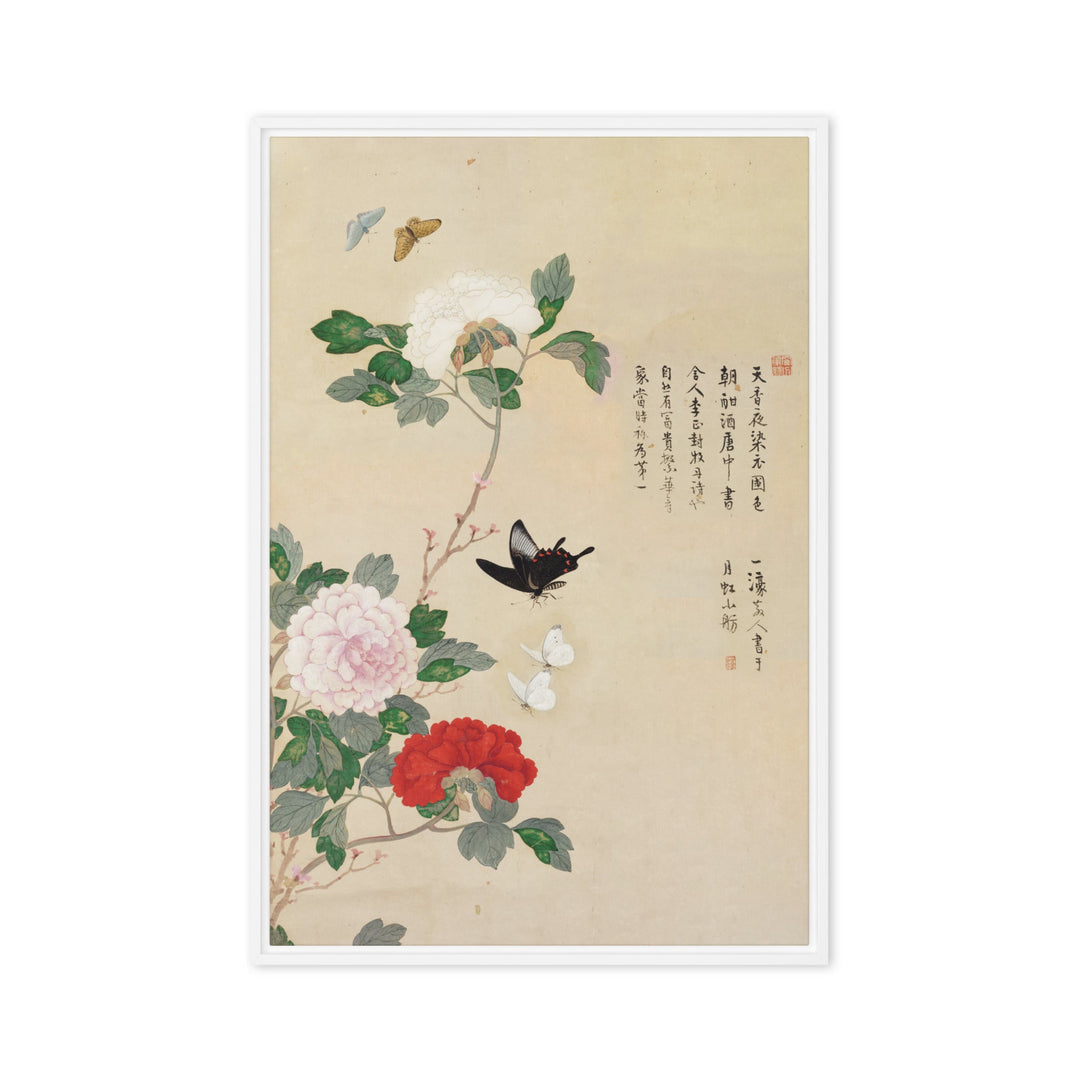 Leinwand - Blumen und Schmetterlinge Nam Gye-u Weiß / 51x76 cm (20″×30″) artlia