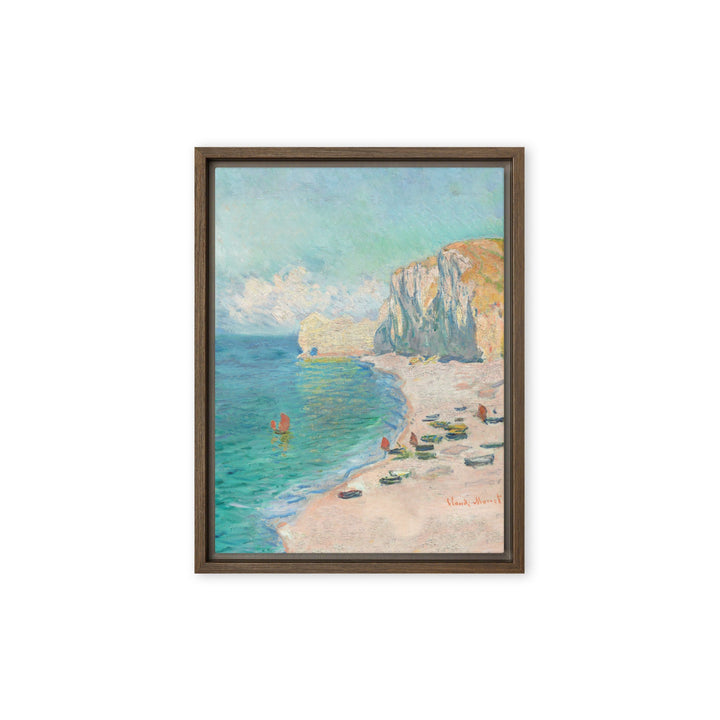 Leinwand - Claude Monet, Étretat: The Beach and the Falaise d'Amont Braun / 31x41 cm (12″×16″) artlia