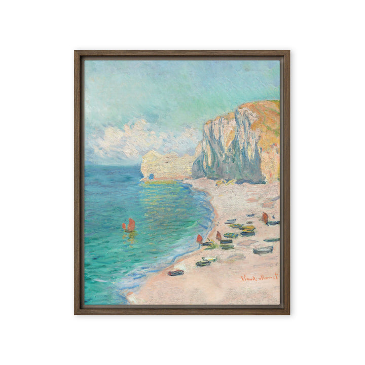 Leinwand - Claude Monet, Étretat: The Beach and the Falaise d'Amont Braun / 41x51 cm (16″×20″) artlia