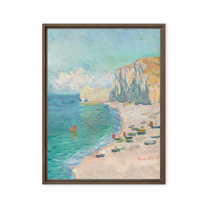 Leinwand - Claude Monet, Étretat: The Beach and the Falaise d'Amont Braun / 61x81 cm (24″×32″) artlia