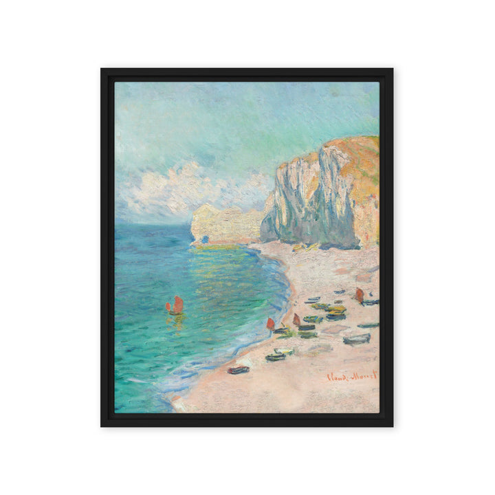 Leinwand - Claude Monet, Étretat: The Beach and the Falaise d'Amont Schwarz / 41x51 cm (16″×20″) artlia