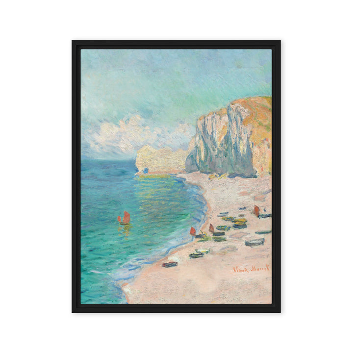 Leinwand - Claude Monet, Étretat: The Beach and the Falaise d'Amont Schwarz / 61x81 cm (24″×32″) artlia