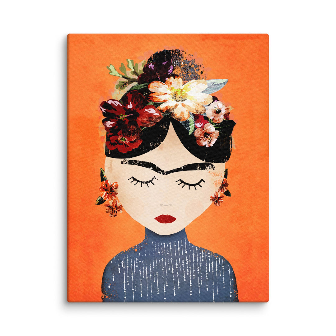 Leinwand - Frida Kahlo Orange Kuratoren von artlia ohne Rahmen / 31x41 cm (12″×16″) artlia