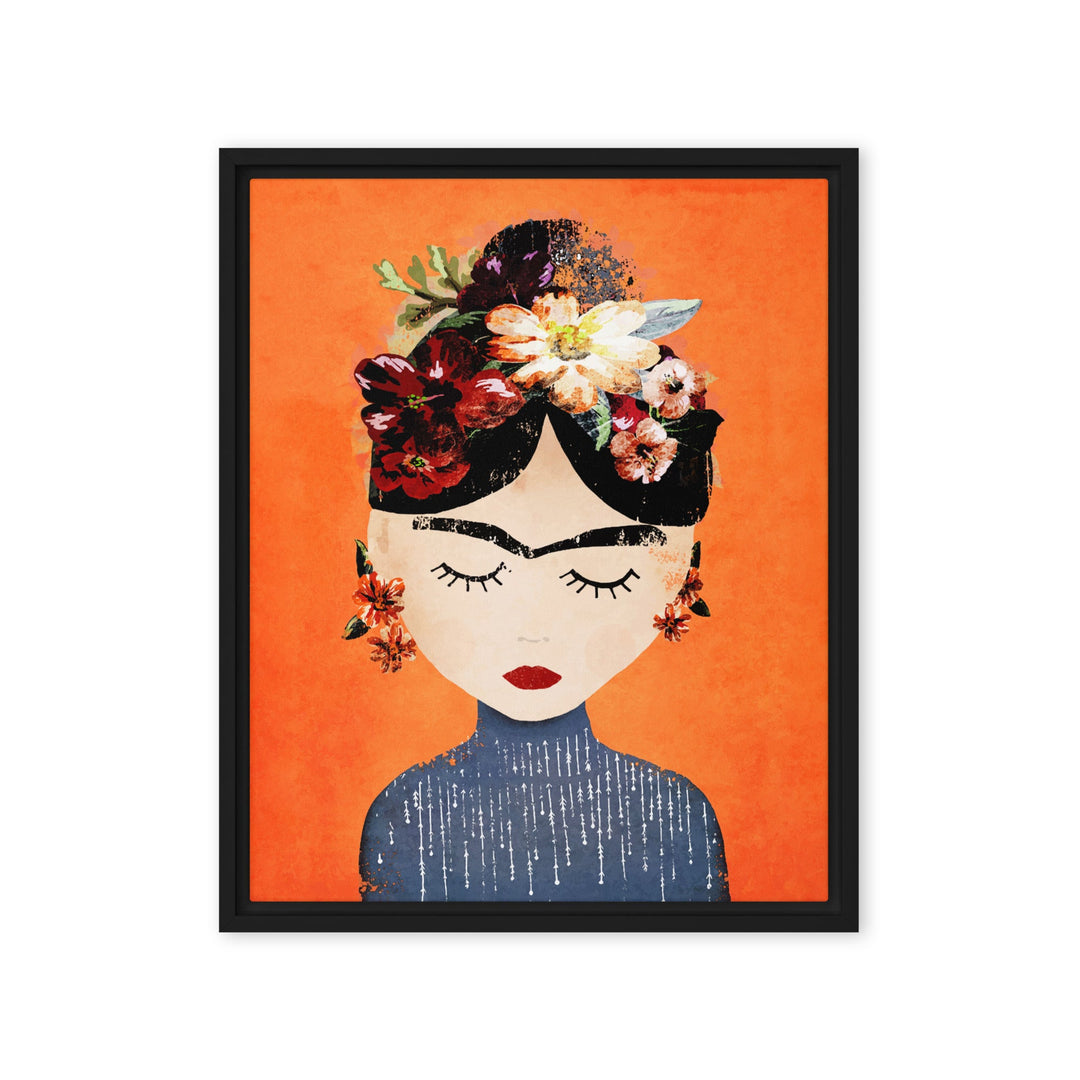 Leinwand - Frida Kahlo Orange Kuratoren von artlia Schwarz / 41x51 cm (16″×20″) artlia