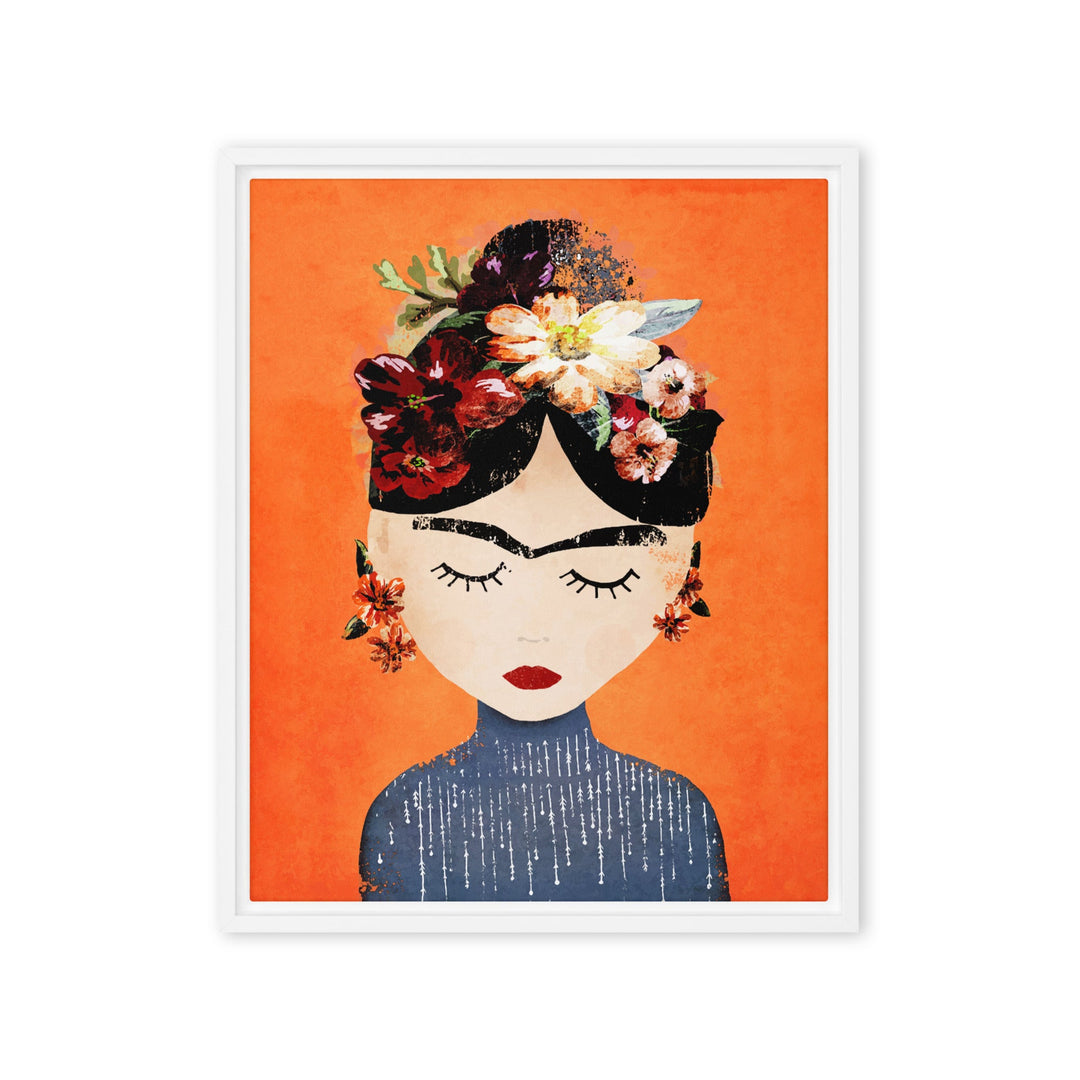 Leinwand - Frida Kahlo Orange Kuratoren von artlia Weiß / 41x51 cm (16″×20″) artlia