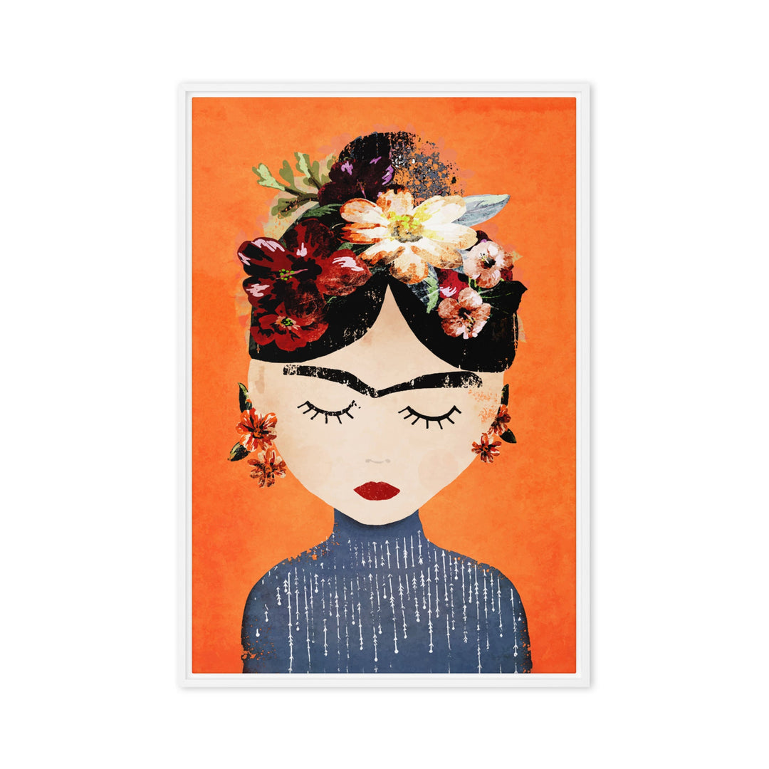 Leinwand - Frida Kahlo Orange Kuratoren von artlia Weiß / 61x91 cm (24″×36″) artlia