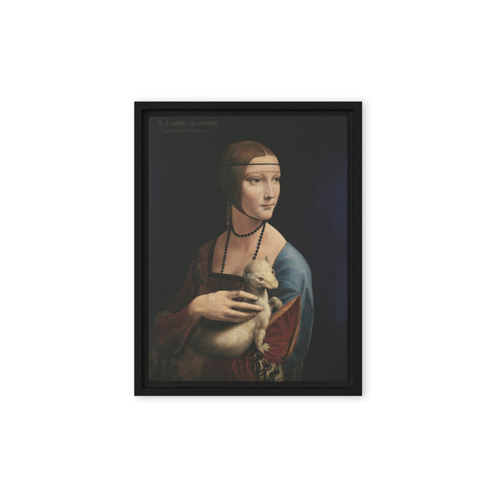 Leinwand - Leonardo da Vinci, Dame mit dem Hermelin Schwarz / 31x41 cm (12″×16″) artlia