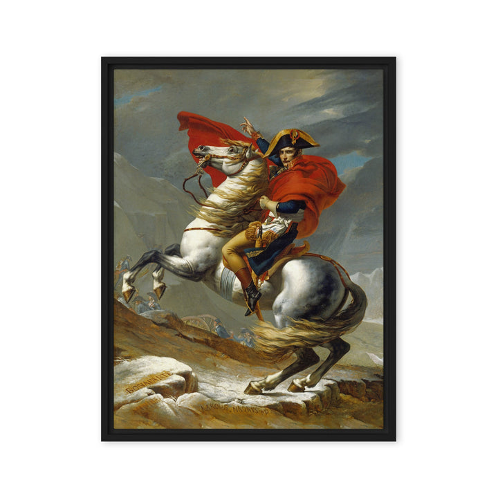 Leinwand - Napoleon Crossing the Alps Jacques-Louis David Schwarz / 46x61 cm (18″×24″) artlia