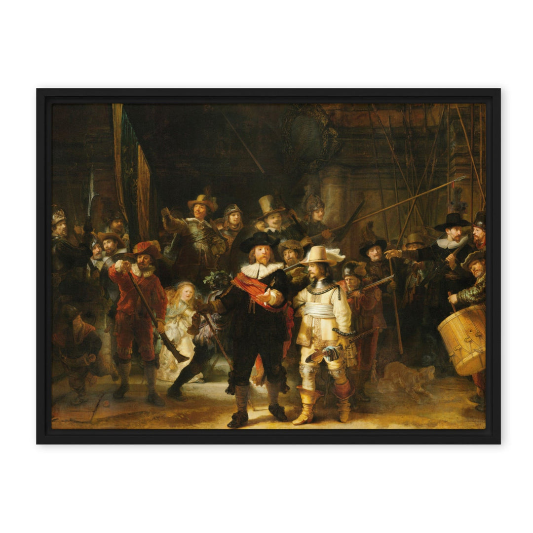 Leinwand - Rembrandt van Rijn, Die Nachtwache Schwarz / 46x61 cm (18″×24″) artlia