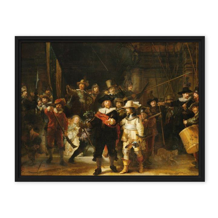 Leinwand - Rembrandt van Rijn, Die Nachtwache Schwarz / 46x61 cm (18″×24″) artlia