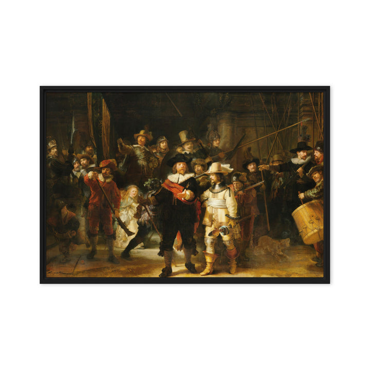 Leinwand - Rembrandt van Rijn, Die Nachtwache Schwarz / 51x76 cm (20″×30″) artlia