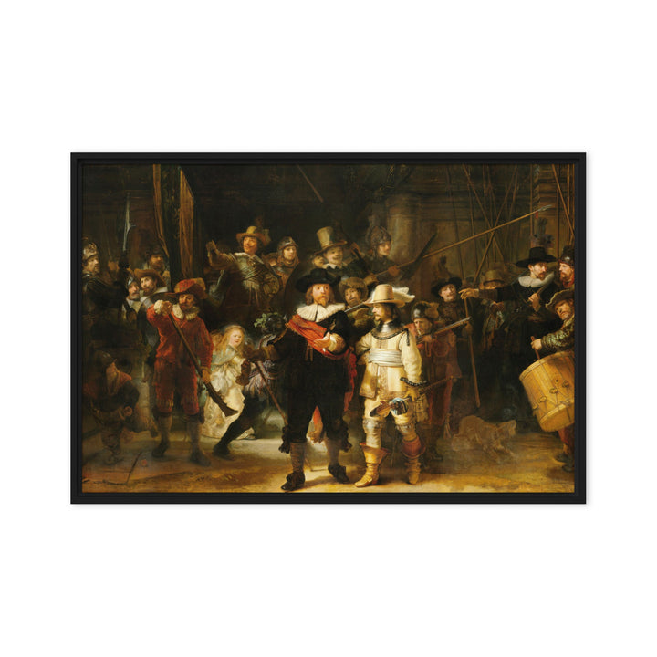 Leinwand - Rembrandt van Rijn, Die Nachtwache Schwarz / 61x91 cm (24″×36″) artlia