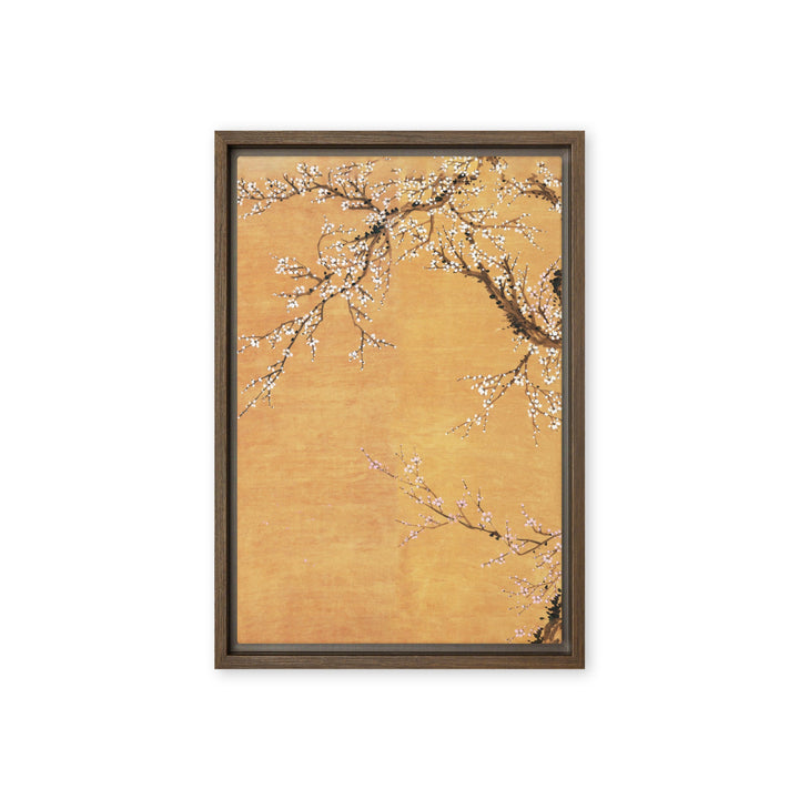 Leinwand - Rote und weiße Pflaumenblüten Braun / Teil 1 / 31x46 cm (12″×18″) artlia