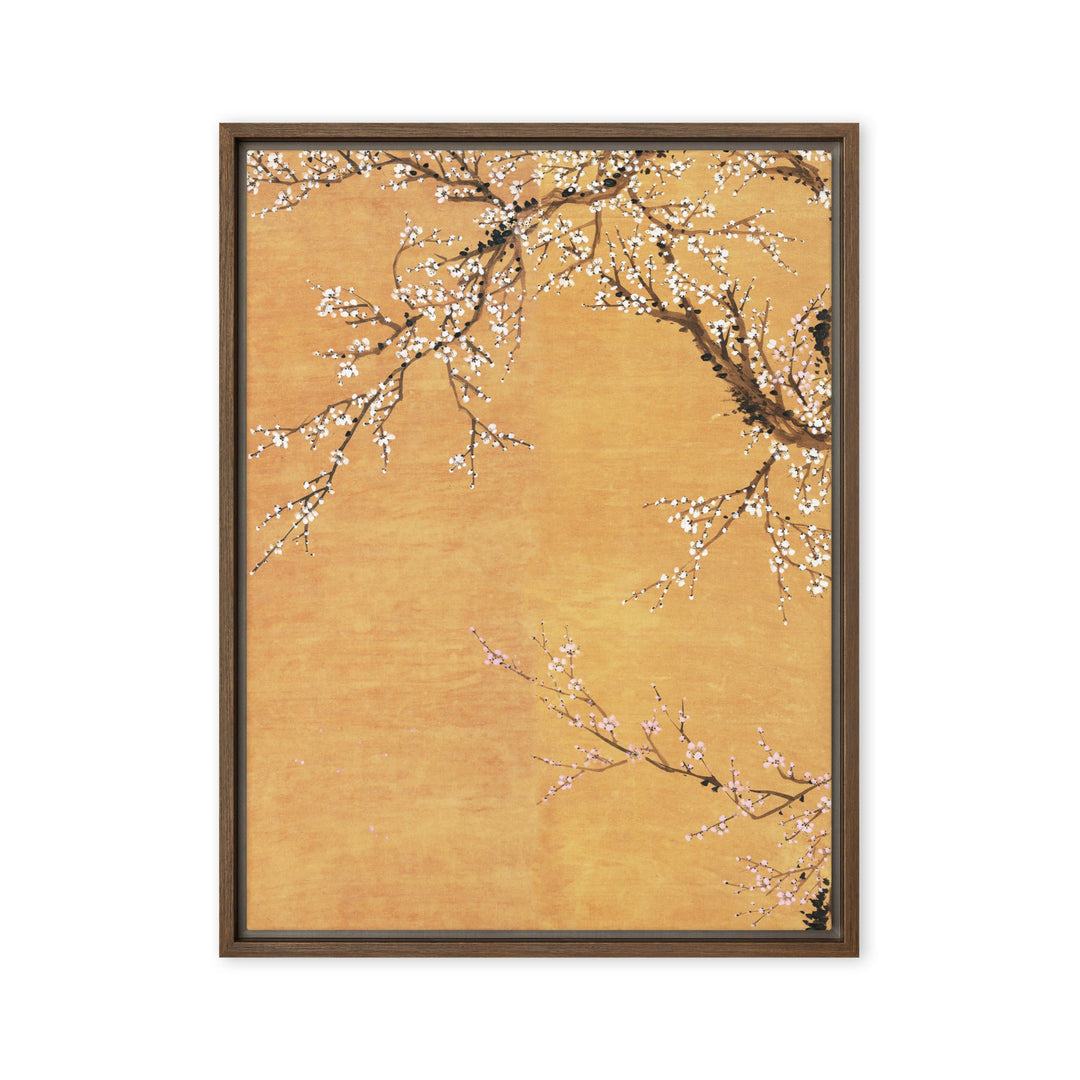 Leinwand - Rote und weiße Pflaumenblüten Braun / Teil 1 / 46x61 cm (18″×24″) artlia