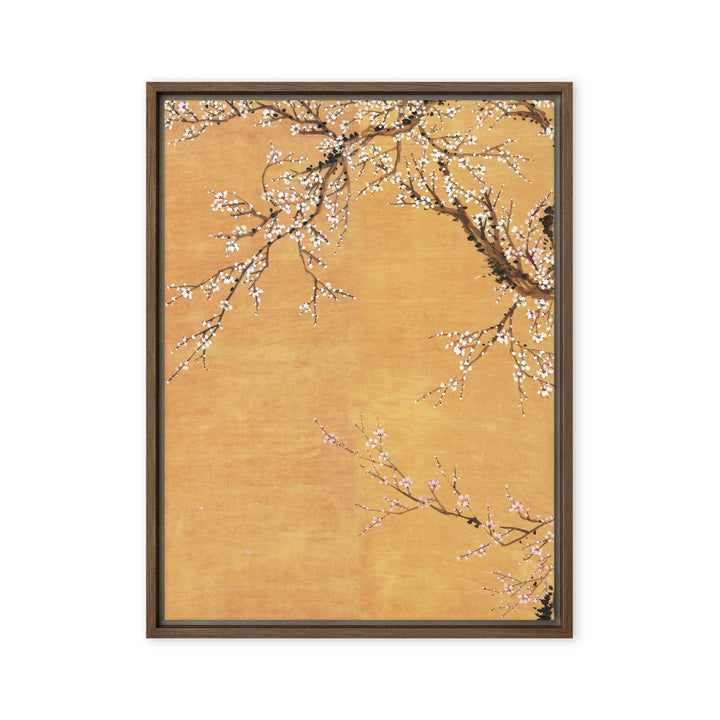 Leinwand - Rote und weiße Pflaumenblüten Braun / Teil 1 / 46x61 cm (18″×24″) artlia