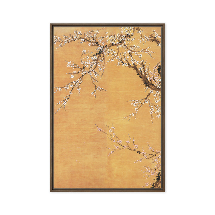 Leinwand - Rote und weiße Pflaumenblüten Braun / Teil 1 / 51x76 cm (20″×30″) artlia
