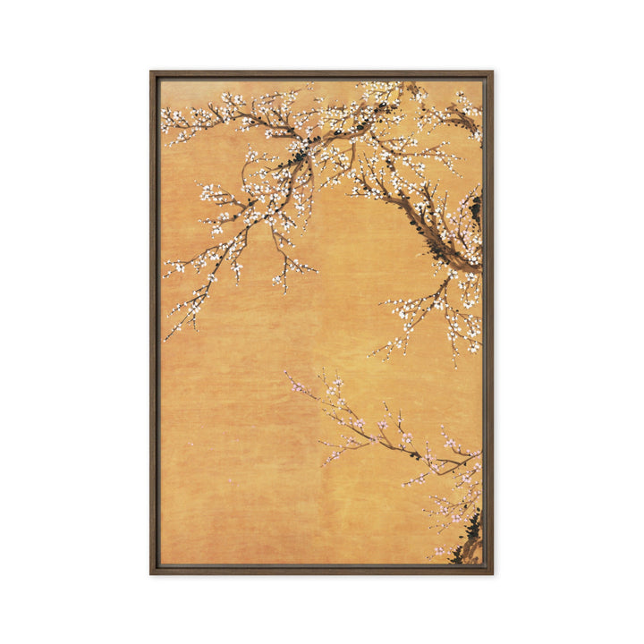 Leinwand - Rote und weiße Pflaumenblüten Braun / Teil 1 / 61x91 cm (24″×36″) artlia
