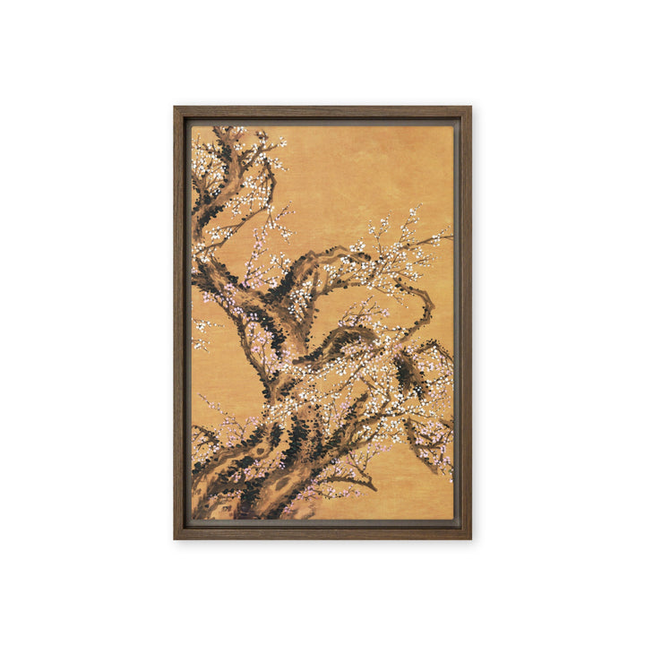 Leinwand - Rote und weiße Pflaumenblüten Braun / Teil 2 / 31x46 cm (12″×18″) artlia