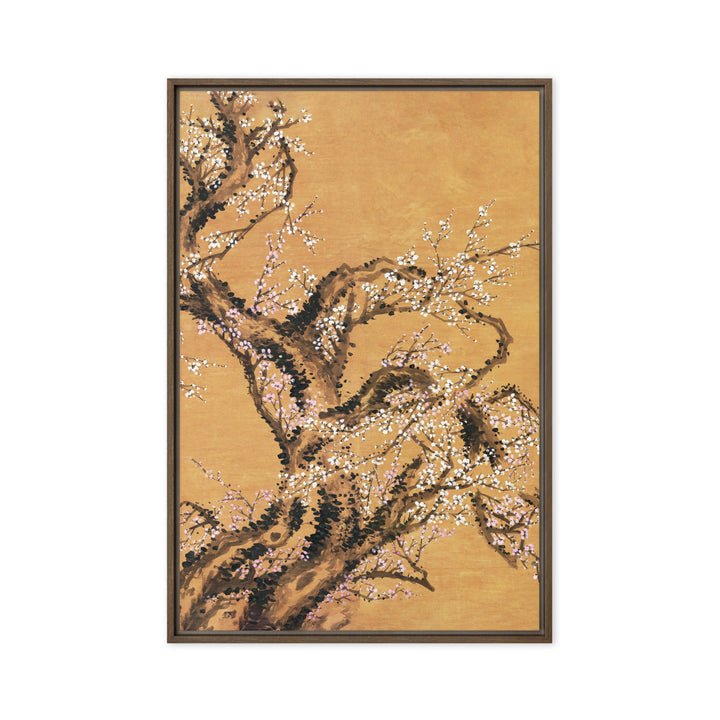 Leinwand - Rote und weiße Pflaumenblüten Braun / Teil 2 / 51x76 cm (20″×30″) artlia