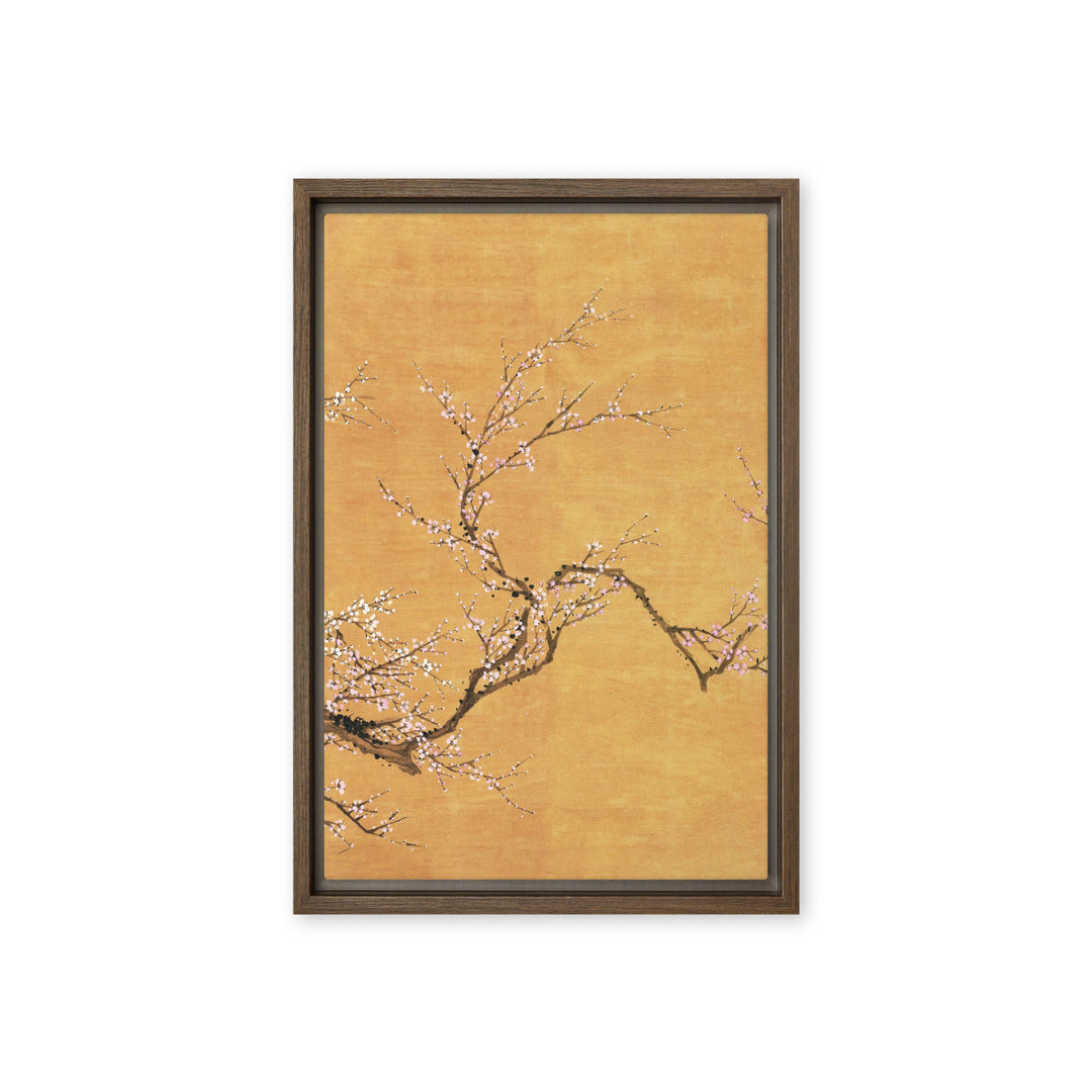 Leinwand - Rote und weiße Pflaumenblüten Braun / Teil 3 / 31x46 cm (12″×18″) artlia