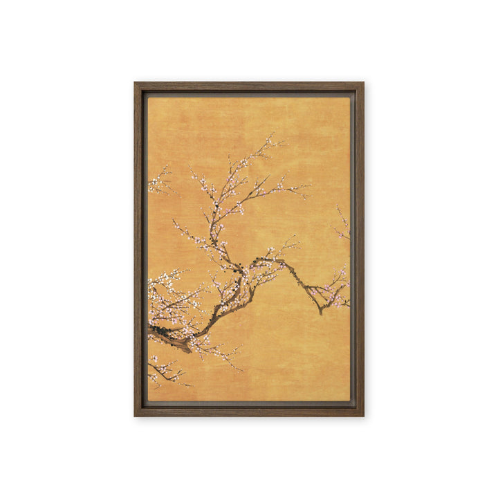 Leinwand - Rote und weiße Pflaumenblüten Braun / Teil 3 / 31x46 cm (12″×18″) artlia