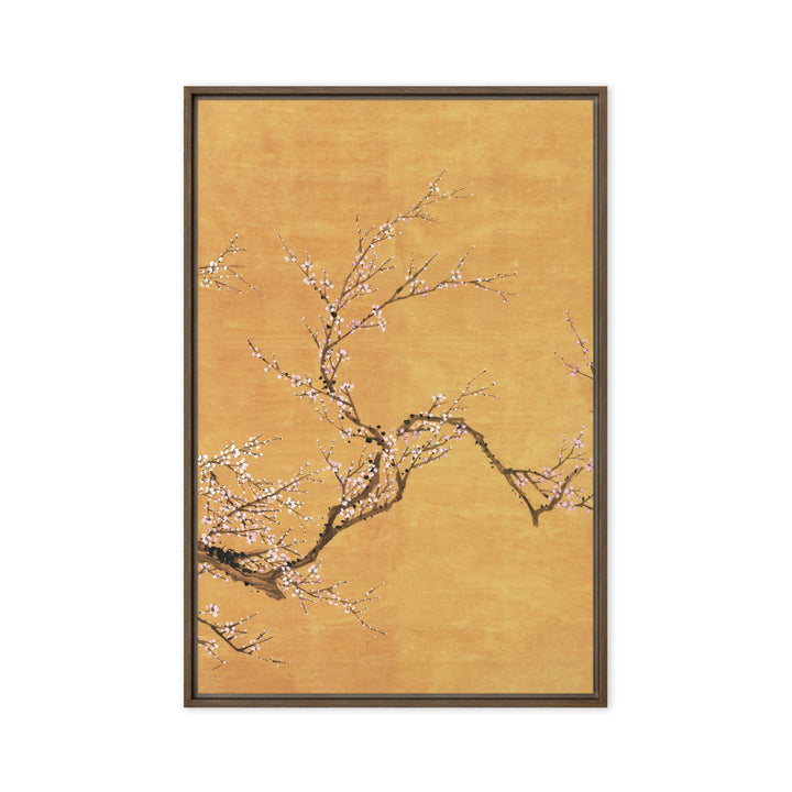 Leinwand - Rote und weiße Pflaumenblüten Braun / Teil 3 / 51x76 cm (20″×30″) artlia