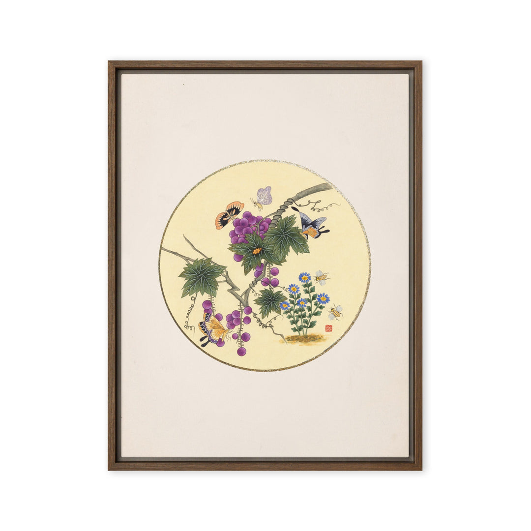 Leinwand - Schmetterlinge auf Traubenbaum Misun Kim Braun / 46x61 cm (18″×24″) artlia
