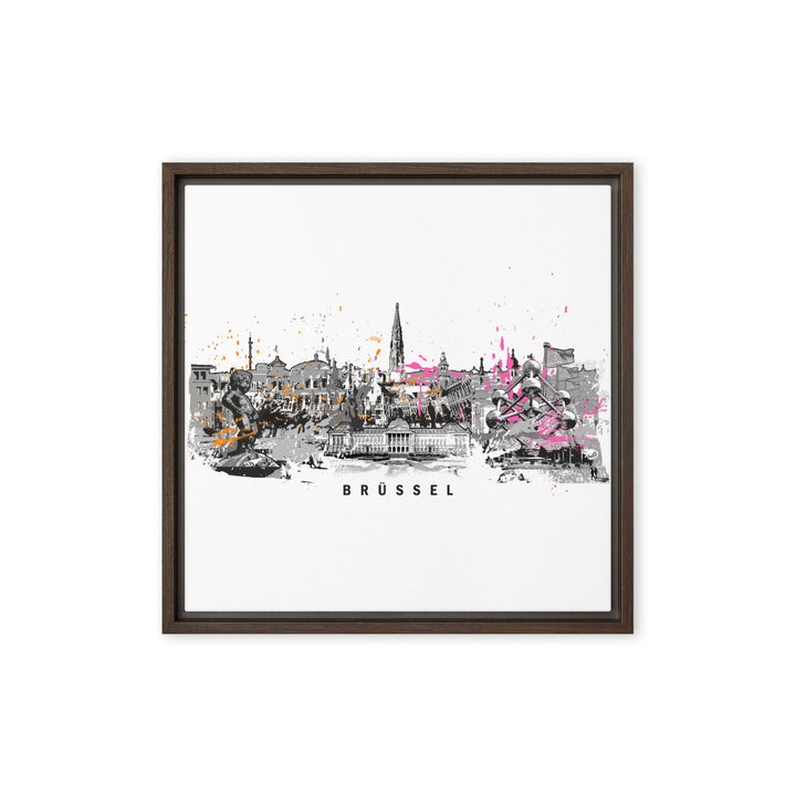 Leinwand - Skyline Brüssel Marko Kurth Braun / 41x41 cm (16″×16″) artlia