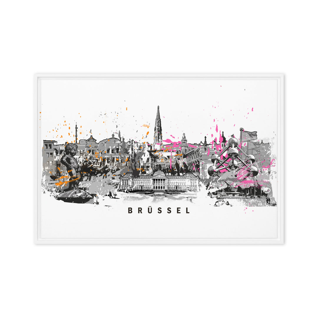 Leinwand - Skyline Brüssel Marko Kurth Weiß / 61x91 cm (24″×36″) artlia