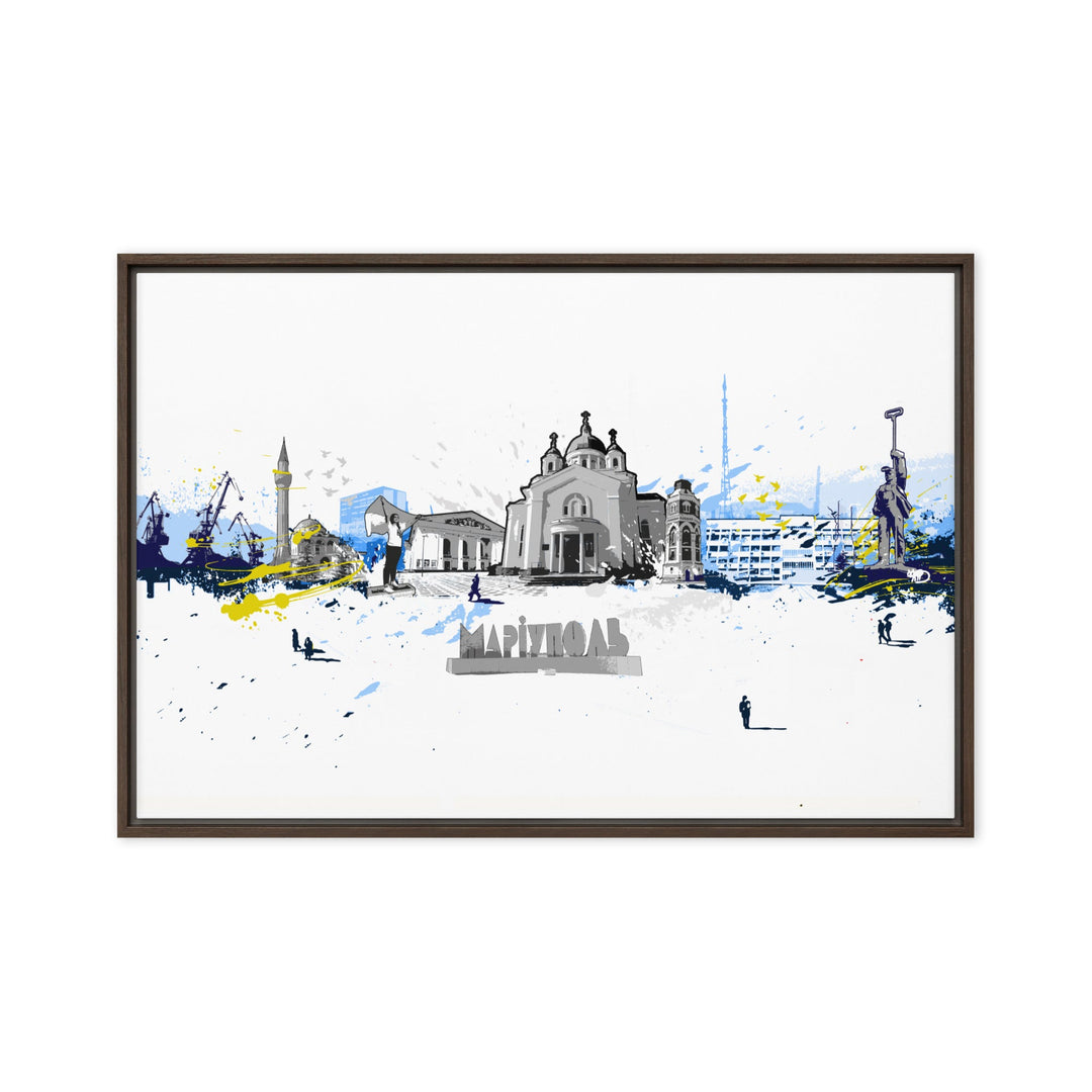 Leinwand - Skyline Mariupol Marko Kurth Braun / 61x91 cm (24″×36″) artlia