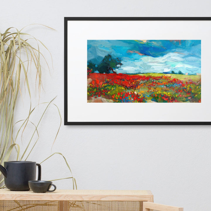 Poster mit Passepartout - Blumenfelder