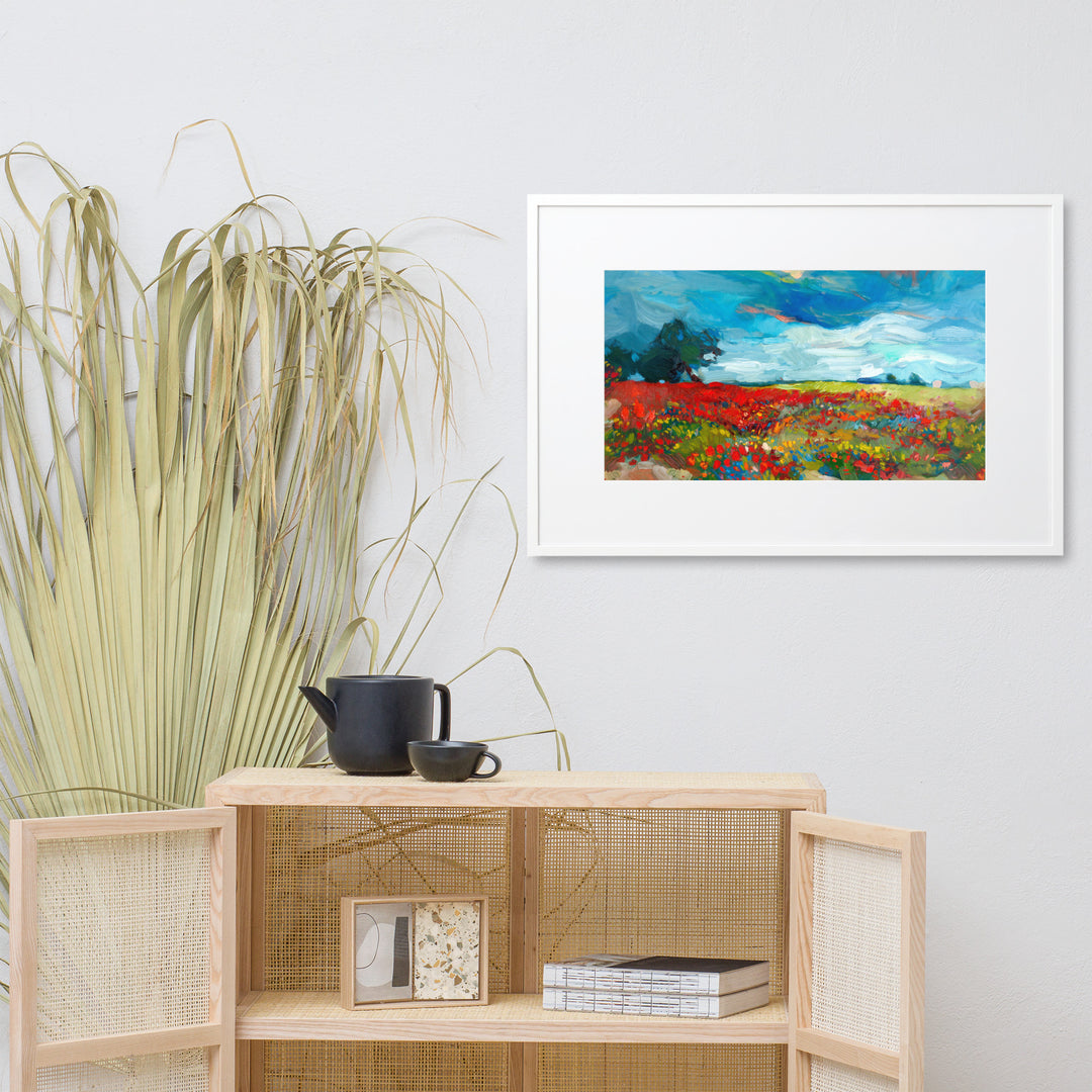 Poster mit Passepartout - Blumenfelder