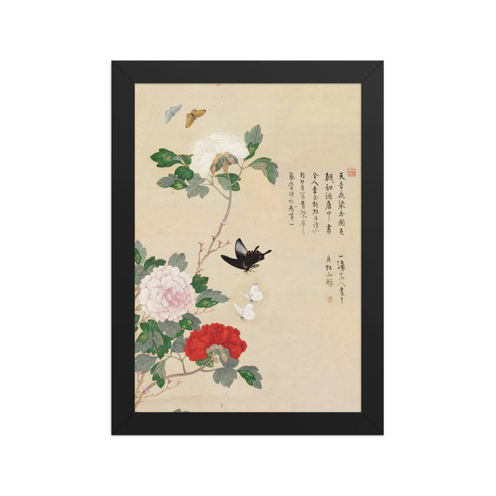 Poster - Blumen und Schmetterlinge Nam Gye-u Schwarz / 21×30 cm artlia